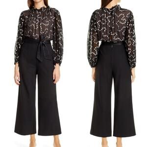 Rebecca‎ Taylor Black Silver Metallic Formal Jumpsuit Women's Size 2